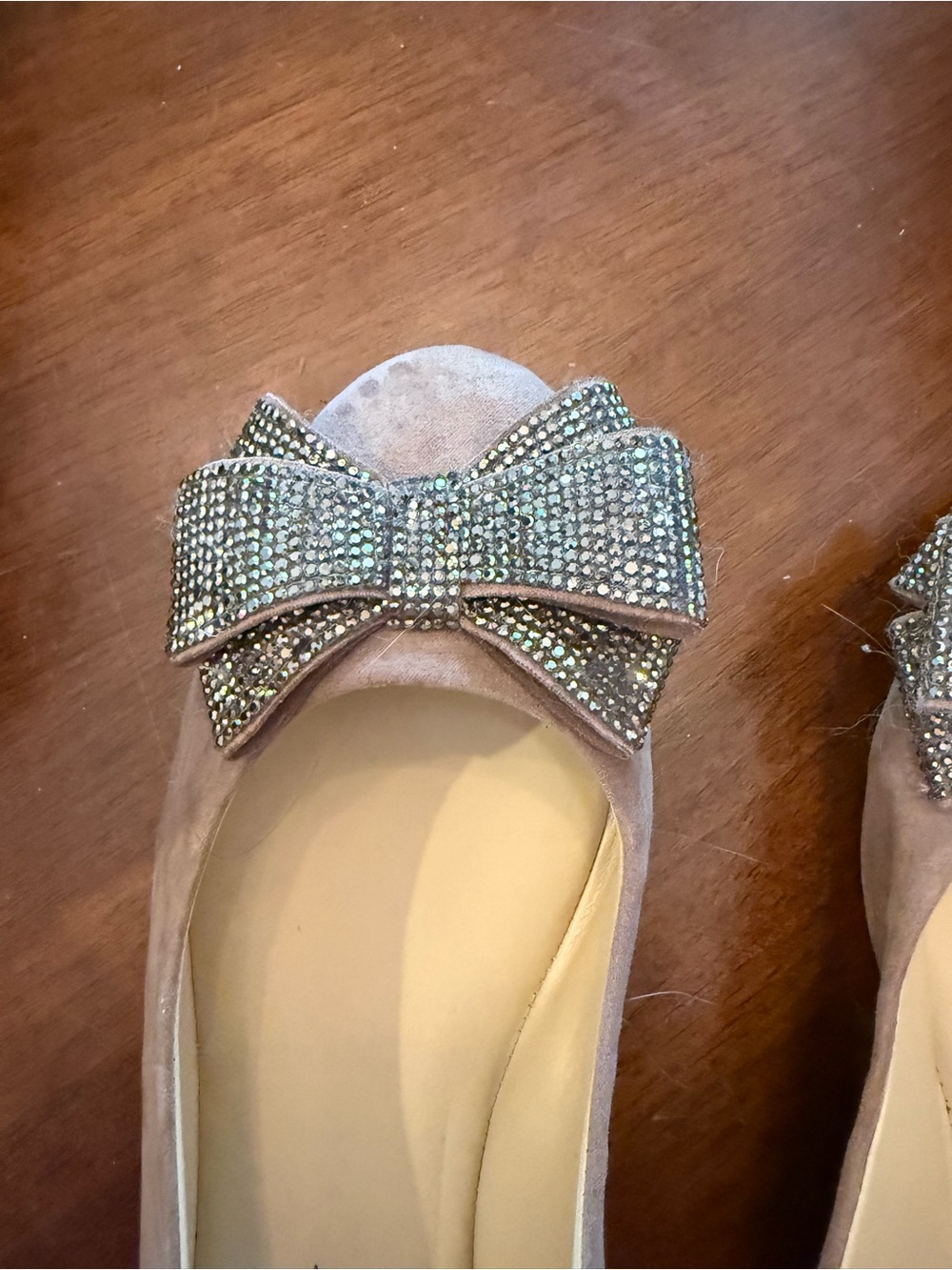 Jessica Simpson Tan Suede Flats with Crystal Bow Accent - Picture 3 of 6